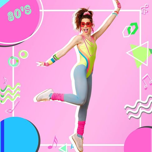 80s 90s ازياء اكسسوارات للنساء الرجال 1980s النيون عقال أقراط النظارات الشمسية الرجعية هالوين حفلة الزي مجموعة in Kuwait