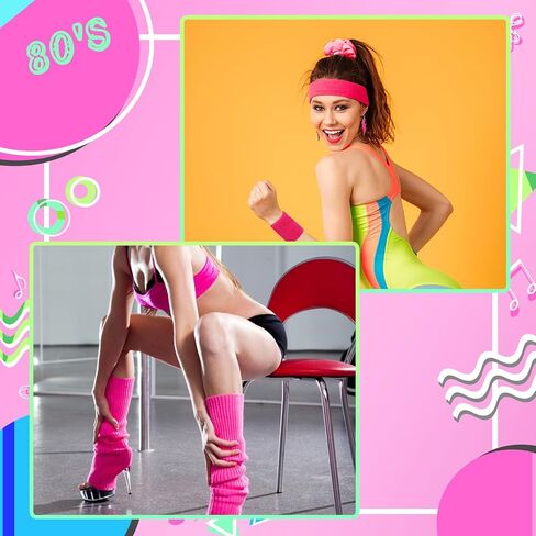 80s 90s ازياء اكسسوارات للنساء الرجال 1980s النيون عقال أقراط النظارات الشمسية الرجعية هالوين حفلة الزي مجموعة in Kuwait