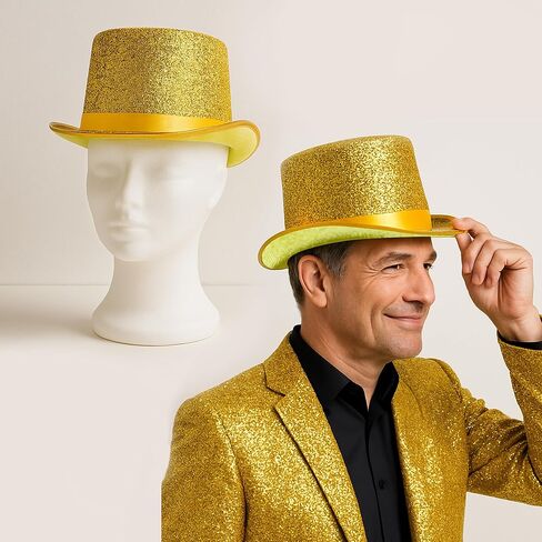 Tophat, Stunning Spotlight Effect Halloween Top Hat for Magician Performances Cosplay, Elegant Silver Hat in Saudi Arabia