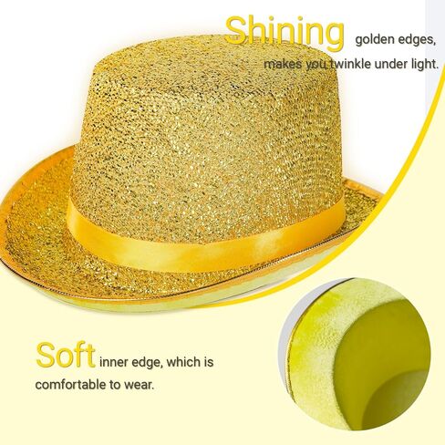 Tophat, Stunning Spotlight Effect Halloween Top Hat for Magician Performances Cosplay, Elegant Silver Hat in Saudi Arabia