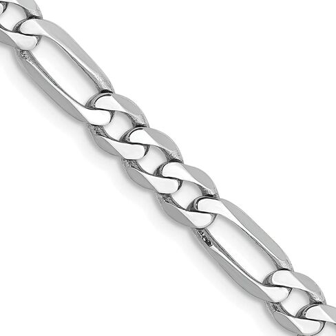 14K White Gold 5mm Flat Figaro Chain 18" in Saudi Arabia