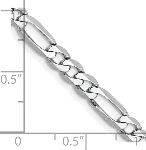 14K White Gold 5mm Flat Figaro Chain 18" in Saudi Arabia