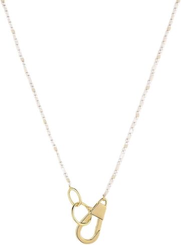 gorjana - Harbor Necklace 23-inch - 18k Gold Plated Brass - Pear Clasp - Synthetic Pearl Beads - Versatile Layering Accessory - Everyday Wear - Durable and Stylish in Saudi Arabia