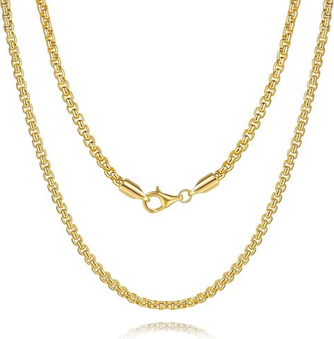 14K Gold Necklace for Women Mens Golden Chain for Men 14K Gold Box Chain Necklace for Women Waterproof Jewelry for Women Golden Necklace Stack Timeless and Gender-Neutral Style Mens Chain Necklaces in Saudi Arabia