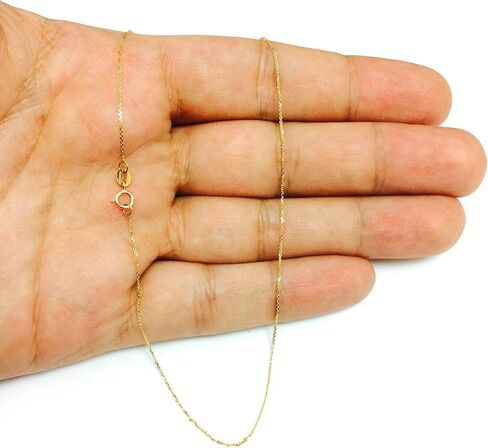 Jewelry Affairs 14k Yellow Gold Cable Link Chain Necklace, 0.6mm in Saudi Arabia