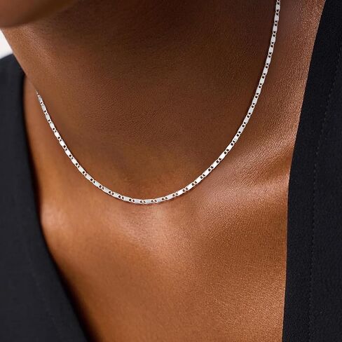 925 Sterling Silver Chain for Women, Diamond Cut 1.5mm Fancy Chain Lobster Claw Clasp Silver Necklace Jewelry Gifts for Women Mom Girlfriend in Saudi Arabia