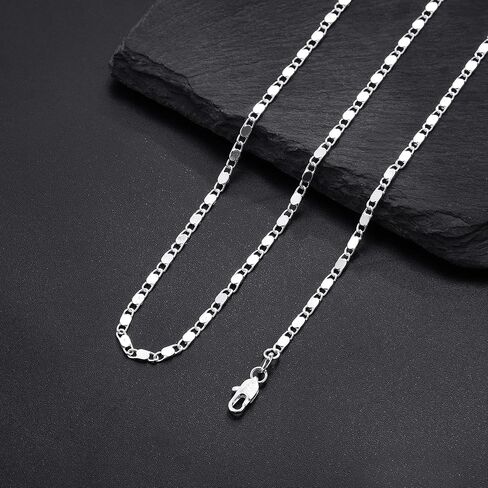 925 Sterling Silver Chain for Women, Diamond Cut 1.5mm Fancy Chain Lobster Claw Clasp Silver Necklace Jewelry Gifts for Women Mom Girlfriend in Saudi Arabia