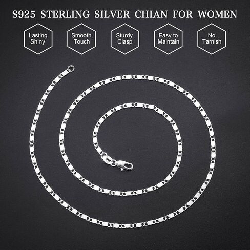 925 Sterling Silver Chain for Women, Diamond Cut 1.5mm Fancy Chain Lobster Claw Clasp Silver Necklace Jewelry Gifts for Women Mom Girlfriend in Saudi Arabia