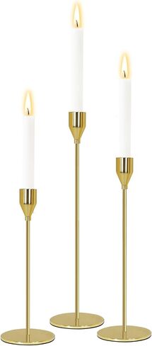 Black Candlestick Holders Set of 6,Brass Electroplated Wire Drawing Process Tapered Candle Holders, Modern Vintage Home Decor for Dining Table/Mantel/Party/Wedding/Housewarming Gift Black-6 in Saudi Arabia