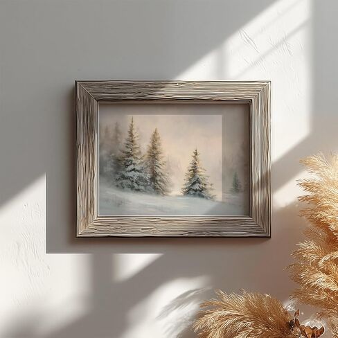 Winter Pine Trees Wall Art Print, Snowy Forest Sunrise Landscape Painting, Rustic Farmhouse Christmas Decor, Neutral Scandinavian Holiday Artwork for Home (11X14inch-Unframed) in Saudi Arabia