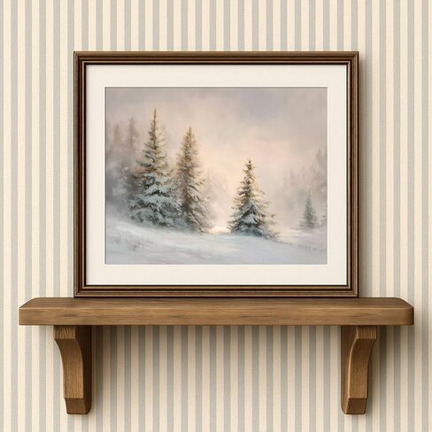 Winter Pine Trees Wall Art Print, Snowy Forest Sunrise Landscape Painting, Rustic Farmhouse Christmas Decor, Neutral Scandinavian Holiday Artwork for Home (11X14inch-Unframed) in Saudi Arabia