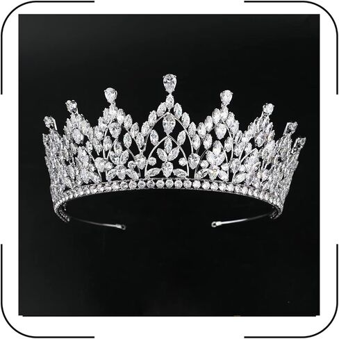 QXMYOO تيجان زفاف فاخرة كبيرة لحفلات الزفاف بمستوى 5A زركون حلو 16 Quinceanera CZ مسابقة الأميرة الملكة التيجان العروس إكسسوارات الشعر HB076 in Kuwait