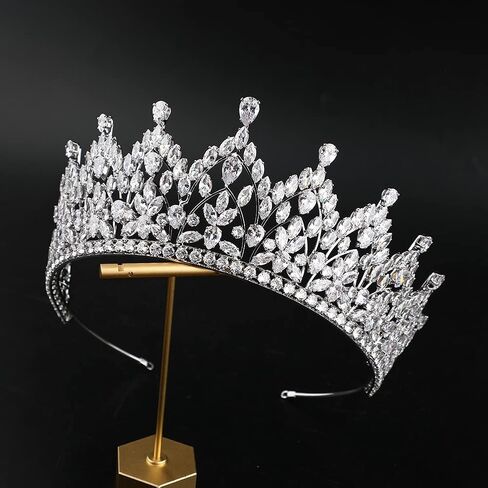 QXMYOO تيجان زفاف فاخرة كبيرة لحفلات الزفاف بمستوى 5A زركون حلو 16 Quinceanera CZ مسابقة الأميرة الملكة التيجان العروس إكسسوارات الشعر HB076 in Kuwait