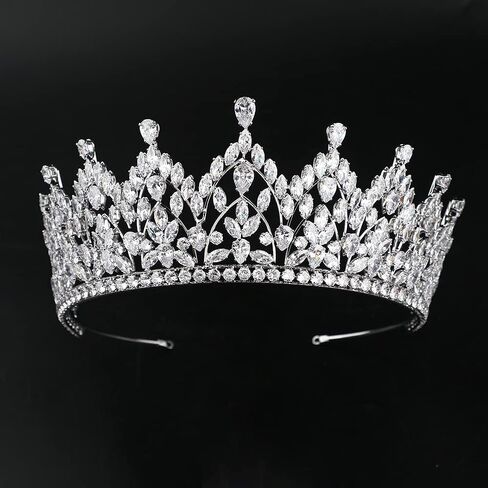 QXMYOO تيجان زفاف فاخرة كبيرة لحفلات الزفاف بمستوى 5A زركون حلو 16 Quinceanera CZ مسابقة الأميرة الملكة التيجان العروس إكسسوارات الشعر HB076 in Kuwait