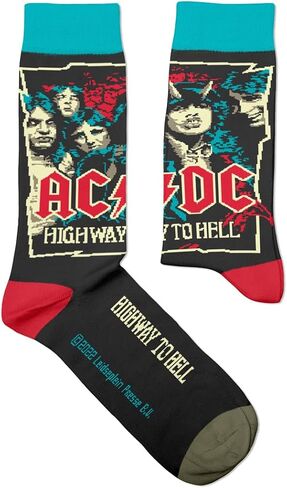 جوارب ACDC - هدايا لمحبي الموسيقى، جوارب قطنية، مقاس 8½–12½ in Kuwait
