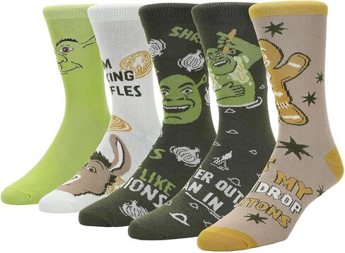 مجموعة من 5 جوارب كاجوال للرجال من Bioworld Shrek ذات شخصيات وأيقونات مختلطة in Kuwait