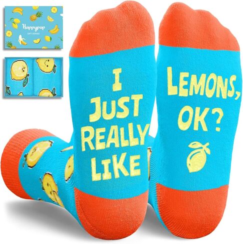 HAPPYPOP Fruit Gifts Ideas Socks - Hawaiian Tropical Banana Pineapple Lemon Socks in Saudi Arabia