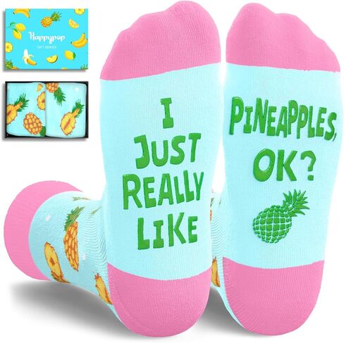 HAPPYPOP Fruit Gifts Ideas Socks - Hawaiian Tropical Banana Pineapple Lemon Socks in Saudi Arabia