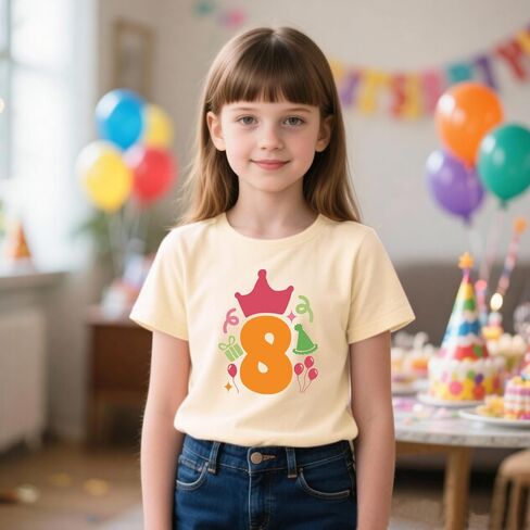 Birthday Shirt Girl 4th 5th 6th 7th 8th 9th Birthday Girl Shirt-Classic Crewneck Cotton Tees in Saudi Arabia