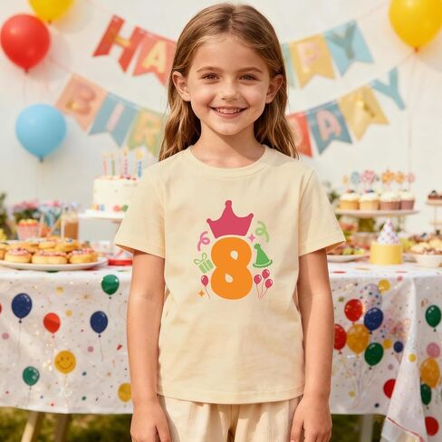 Birthday Shirt Girl 4th 5th 6th 7th 8th 9th Birthday Girl Shirt-Classic Crewneck Cotton Tees in Saudi Arabia