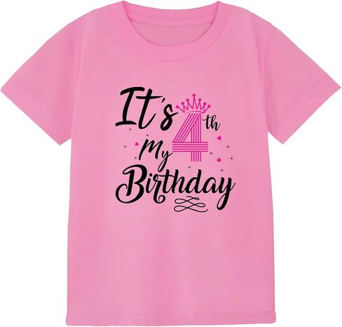 Birthday Shirt Girl 4th 5th 6th 7th 8th 9th Birthday Girl Shirt-Classic Crewneck Cotton Tees in Saudi Arabia