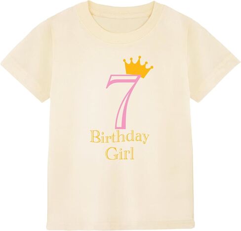 Birthday Shirt Girl 4th 5th 6th 7th 8th 9th Birthday Girl Shirt-Classic Crewneck Cotton Tees in Saudi Arabia