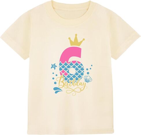 Birthday Shirt Girl 4th 5th 6th 7th 8th 9th Birthday Girl Shirt-Classic Crewneck Cotton Tees in Saudi Arabia