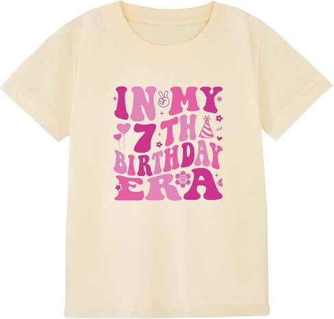 Birthday Shirt Girl 4th 5th 6th 7th 8th 9th Birthday Girl Shirt-Classic Crewneck Cotton Tees in Saudi Arabia