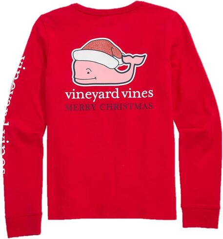 vineyard vines Girls Girls Glitter Santa Whale Long-Sleeve Pocket Tee in Saudi Arabia