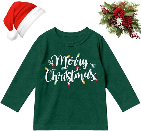 Kids Toddler Christmas Long Sleeve Shirts 2T-5T Girls Boys Merry Christmas Tree Long Sleeves T-shirt Xmas Lights Tops in Saudi Arabia