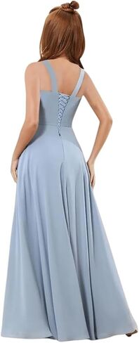 MRHUSH Junior Bridesmaid Dresses Chiffon Ruffle Flower Girl Dress Square Neck Slit Prom Dresses for Teen Girls Formal Dress in Saudi Arabia