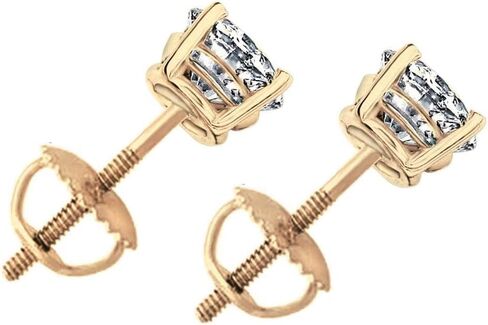 Pompeii 2 Carat Lab Grown Diamond Studs 14K Yellow Gold With Screw Backs (F,SI) in Saudi Arabia