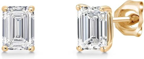 Gem Stone King 1.50 إلى 6.00 Cttw IGI Certified Lab Grown Diamond أقراط ذهبية عيار 14 قيراط | قطع الزمرد | لون E-F | وضوح VS1-VS2 | أقراط ذهبية للنساء والرجال in Kuwait
