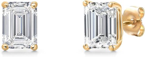 Gem Stone King 1.50 إلى 6.00 Cttw IGI Certified Lab Grown Diamond أقراط ذهبية عيار 14 قيراط | قطع الزمرد | لون E-F | وضوح VS1-VS2 | أقراط ذهبية للنساء والرجال in Kuwait
