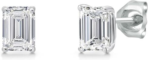 Gem Stone King 1.50 إلى 6.00 Cttw IGI Certified Lab Grown Diamond أقراط ذهبية عيار 14 قيراط | قطع الزمرد | لون E-F | وضوح VS1-VS2 | أقراط ذهبية للنساء والرجال in Kuwait