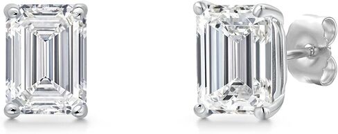 Gem Stone King 1.50 إلى 6.00 Cttw IGI Certified Lab Grown Diamond أقراط ذهبية عيار 14 قيراط | قطع الزمرد | لون E-F | وضوح VS1-VS2 | أقراط ذهبية للنساء والرجال in Kuwait