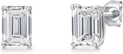 Gem Stone King 1.50 إلى 6.00 Cttw IGI Certified Lab Grown Diamond أقراط ذهبية عيار 14 قيراط | قطع الزمرد | لون E-F | وضوح VS1-VS2 | أقراط ذهبية للنساء والرجال in Kuwait