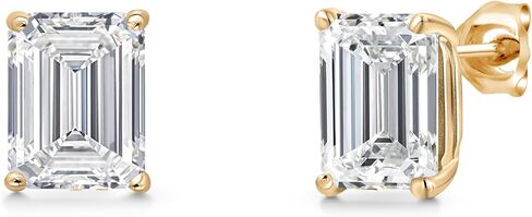 Gem Stone King 1.50 إلى 6.00 Cttw IGI Certified Lab Grown Diamond أقراط ذهبية عيار 14 قيراط | قطع الزمرد | لون E-F | وضوح VS1-VS2 | أقراط ذهبية للنساء والرجال in Kuwait