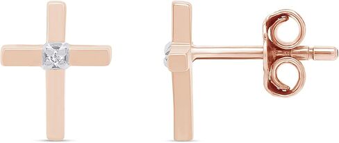 Cross Stud Earrings for Women Round Moissanite, Lab Grown or Natural Diamond Minimalist Dainty Push Back Earrings in 14K Gold Plated 925 Sterling Silver Jewelry Gift for Her in Saudi Arabia
