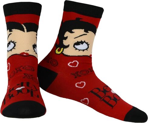 Mad Engine Betty Boop Socks Women's XOXO Character Design Adult Quarter Ankle Socks 1 Pair in Saudi Arabia