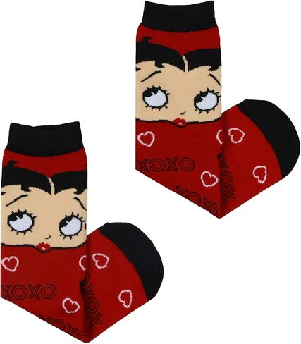 Mad Engine Betty Boop Socks Women's XOXO Character Design Adult Quarter Ankle Socks 1 Pair in Saudi Arabia