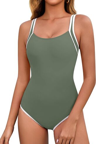 BMJL Womens One Piece Swimsuits Tummy Control Bathing Suits Color Block Sporty Adjustable Cross Back Modest Swimwear in Saudi Arabia
