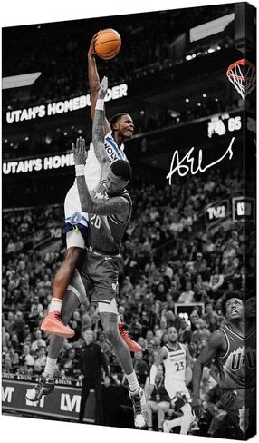 ملصق موقع لنجم كرة السلة أنتوني إدواردز لمحبي الأطفال في غرفة النوم وديكور الحائط - ملصقات نجوم رياضية مطبوعة على القماش صورة لهدايا أعياد الميلاد للأولاد في سن المراهقة in Kuwait