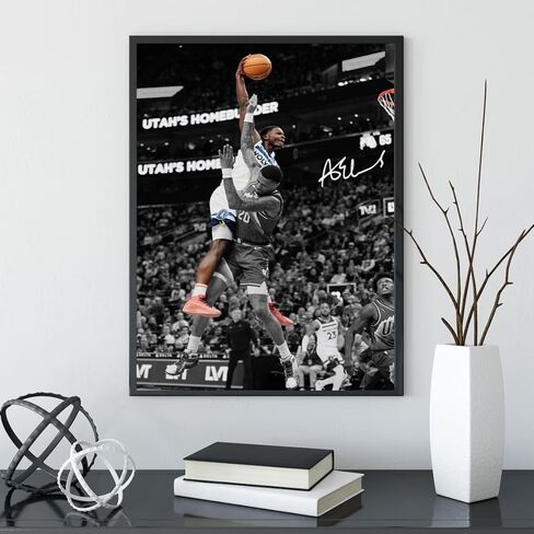 ملصق موقع لنجم كرة السلة أنتوني إدواردز لمحبي الأطفال في غرفة النوم وديكور الحائط - ملصقات نجوم رياضية مطبوعة على القماش صورة لهدايا أعياد الميلاد للأولاد في سن المراهقة in Kuwait