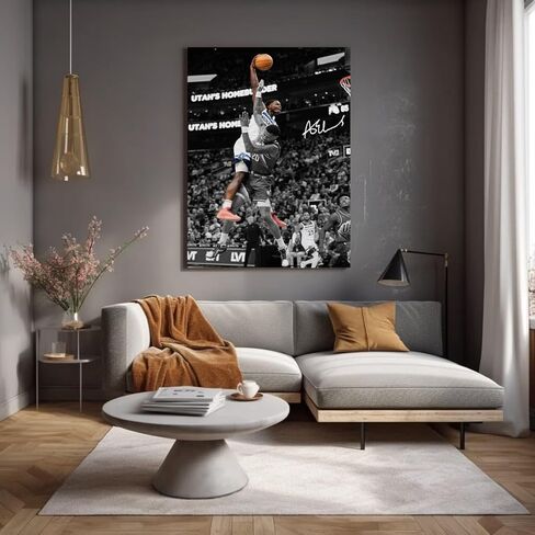 ملصق موقع لنجم كرة السلة أنتوني إدواردز لمحبي الأطفال في غرفة النوم وديكور الحائط - ملصقات نجوم رياضية مطبوعة على القماش صورة لهدايا أعياد الميلاد للأولاد في سن المراهقة in Kuwait