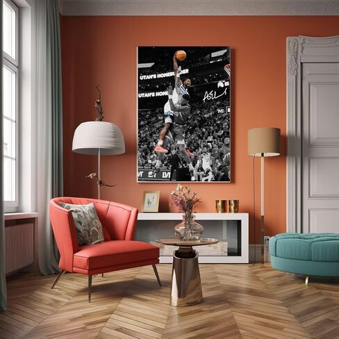 ملصق موقع لنجم كرة السلة أنتوني إدواردز لمحبي الأطفال في غرفة النوم وديكور الحائط - ملصقات نجوم رياضية مطبوعة على القماش صورة لهدايا أعياد الميلاد للأولاد في سن المراهقة in Kuwait