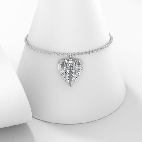 Diamond Angel Wing Anklet Bracelet for Women 925 Sterling Silver Lab Grown Diamonds Jewelry Gifts for Mom Wife Girlfriend Daughter Sister Friend in Saudi Arabia