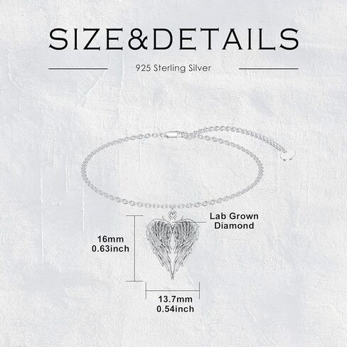 Diamond Angel Wing Anklet Bracelet for Women 925 Sterling Silver Lab Grown Diamonds Jewelry Gifts for Mom Wife Girlfriend Daughter Sister Friend in Saudi Arabia