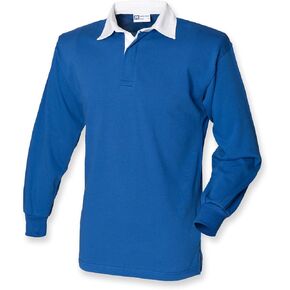 Front Row Long Sleeve Classic Rugby Shirt Royal/White XL in Saudi Arabia