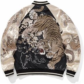 Tiger Dragon Embroidered Baseball Jacket Japanese Streetwear Spring Fall Retro Windbreaker Coat for Men Women in Kuwait